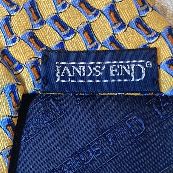 Lands’ End Yellow Blue Orange Men’s Silk Tie - Picture 5 of 6